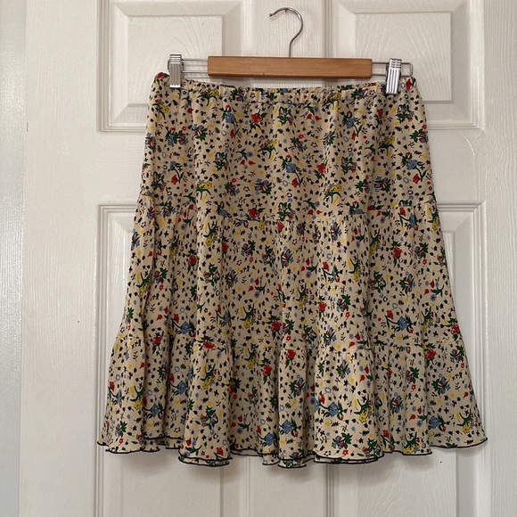 VTG Anna Sui Fairytale Floral Tier Silk Skirt - Picture 2 of 6